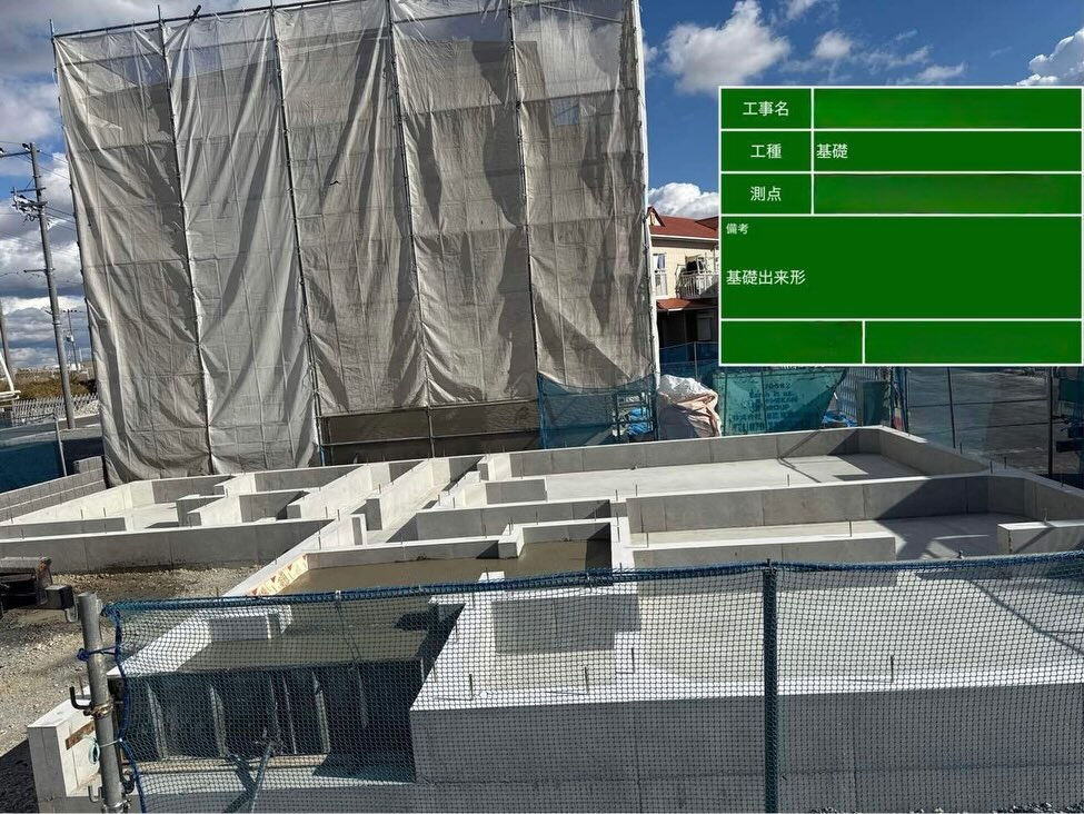 明石市の大型団地において、基礎工事が無事に完了しました