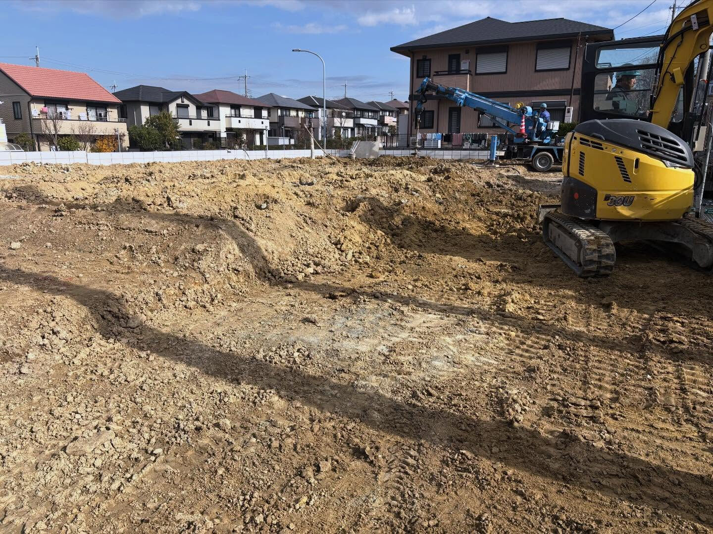神戸市北区における現場では、現在地盤調査及び柱状改良工事が進