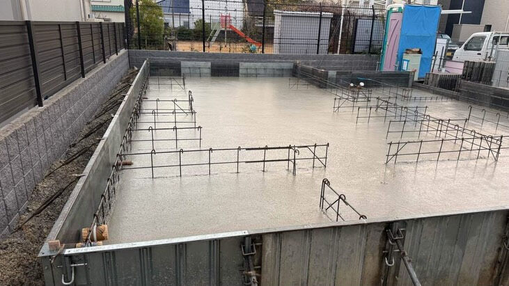 西明石藤江の建築現場では、工程が順調に進んでおります