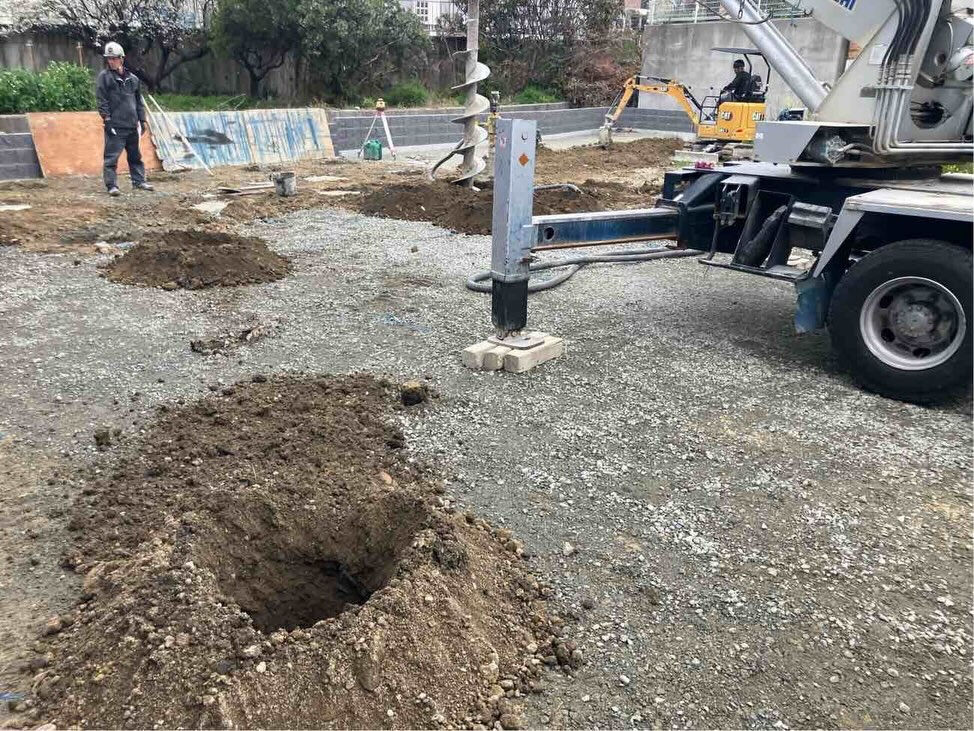 西明石西町の新築工事の現場では、着々と建設が進んでおります